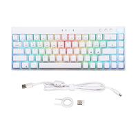 VVHUDA Clavier mécanique, 68 Touches RVB rétroéclairage Dynamique, Trois Modes 1800 mAh Batterie N Key Rollover, Clavier de Jeu mécanique Blanc, pour Gamer (Arbre à thé) Small Gift