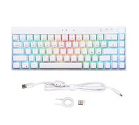VVHUDA Clavier mécanique, 68 Touches RVB rétroéclairage Dynamique, Trois Modes 1800 mAh Batterie N Key Rollover, Clavier de Jeu mécanique Blanc, pour Gamer (Tige Rouge) Small Gift