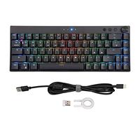 VVHUDA Clavier mécanique, 68 Touches RVB rétroéclairage Dynamique, Trois Modes 1800 mAh Batterie N Key Rollover, Clavier de Jeu mécanique Blanc, pour Gamer (Tige Noire) Small Gift