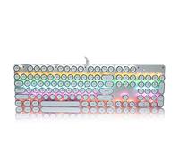 VVHUDA Clavier mécanique Blanc 900-5, avec pièces d'ordinateur à Capuchon Rond rétro, Plug and Play Small Gift