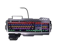 VVHUDA Clavier mécanique, Clavier de Jeu rétroéclairé USB RVB en Alliage d'aluminium à 104 Touches, Clavier Filaire Portable Durable, pour Ordinateurs PC Gamer (Noir) Small Gift