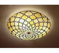 VVHUDA Plafonnier à encastrer Tiffany Vitrail Plafonnier Style méditerranéen Lustre Beige Art Verre LED Plafonnier avec Perle pour Couloir Chambre Salon, 16" Bol small gift