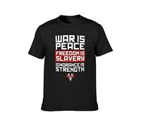 VvieeRhxy Men's INGSOC Slogan George Orwell 1984 Big Brother Socialism War is Peace O-Neck Cotton T Shirt Black XL