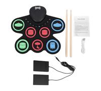 Vvikizy Batterie électrique Polyvalente avec Pédale, Kit de Batterie à Double Haut-parleur pour Apprendre et S'amuser, Noire avec pour Musiciens