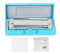 Vvikizy Blues Harmonica, Orgue à Bouche 10 Trous avec Base en Laiton de 1,0 Mm et Vis en Acier Inoxydable, pour Débutants et Performances Professionnelles (Bleu)