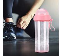 Vvikizy Bouteille D'eau de 600 Ml avec Deux Pailles, Nouvelle Tasse à Boire pour les Activités de Plein Air, Portable et Compacte, Matériaux de Haute qualité (Rose)