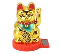 Vvikizy Chat chanceux à énergie solaire Ornement de chat à bras ondulé à énergie solaire, agitant la main, la deco statue Or