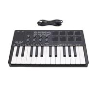 Vvikizy Clavier MIDI 25 Touches, Contrôleur Compact et Portable avec Coussinets Rétroéclairés RVB pour la Production Musicale et les Performances, Noir