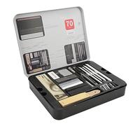 Vvikizy Ensemble de 70 Crayons D'art, Kit de Dessin Professionnel avec 11 Graphites de dureté 6B à 5H, Comprend Divers Pinceaux et une Boîte de Rangement en Fer, pour Artistes et