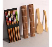 Vvikizy Ensemble de machine à sushi en bambou Bambou Sushi Maker Set Sushi Rolling Mat Kits Sushi table set Couleur assortie