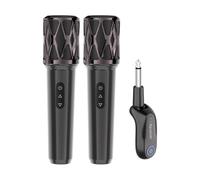 Vvikizy Ensemble de Microphones sans Fil Portables, Double Réduction du Bruit, Son Haute fidélité pour Les événements de Parole en Public, ABS Noir 6.9x1 Pouces (1 à 2)