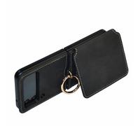 Vvikizy Étui de Téléphone en Cuir PU avec Anneau de Support et Emplacement pour Carte pour, Design Résistant aux Chocs et Pliable, Angle de Réglable à 180°, Protection Durable (Convient pour Z Flip3)