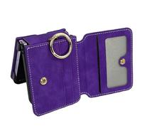 Vvikizy Étui de Téléphone en Cuir PU avec Anneau de Support et Emplacement pour Carte pour, Design Résistant aux Chocs et Pliable, Angle de Réglable à 180°, Protection Durable (Convient pour Z Flip3)