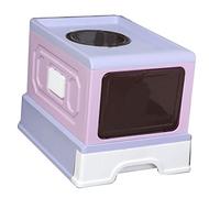 Vvikizy Grand Bac à Litière Pliable pour Chat, Type Tiroir Entièrement fermé pour Chats jusqu'à 27,6 LB, Plastique (Violet)