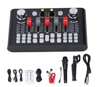 Vvikizy Kit de Carte Son avec Microphone, Ensemble D'équipement de Podcast | Composants électroniques PC ABS, Plage de Fréquences 60 Hz-15 KHz, Prise en Charge en Direct pour Double Téléphone,