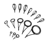 Vvikizy Kit de Réparation de Pointe de Canne à Pêche 25 Pièces, Kit de Remplacement de Pointes de Guidage de Cercle en Céramique en Acier Inoxydable avec Boîte de Rangement, pour la