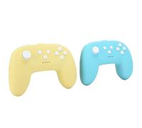 Vvikizy Manette de Jeu Bluetooth sans Fil pour Pro, Mini Poignée avec Double Vibration pour Joueurs Sérieux, Gris Clair, 2 Unités (Vert et jaune)