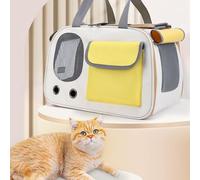 Vvikizy Porte-Chat à Bandoulière, Conception Spacieuse, Fenêtres Légères et Respirantes pour Les Visites chez Le Vétérinaire, Cadre en Acier (Jaune)