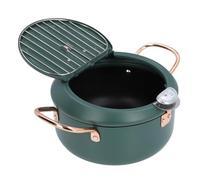 Vvikizy Pot de Friteuse, Japonais Tempura Deep Frying Pot de Cuisson en Fer avec Jauge de Température D'huile Dubble Poignées pour les Plats Soupe sauté Ragoût (Vert)