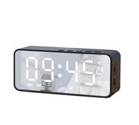 Vvikizy Réveil avec Haut-parleur Bluetooth, Horloge Numérique Miroir Multifonction avec Double Alarme, Radio FM pour la Maison et la Chambre à Coucher (Noir)