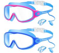 Vvinca Lunettes de natation pour enfants avec bouchons d'oreilles et pince-nez - Lunettes de natation anti-buée/UV pour garçons et filles de 3 à 15 ans