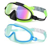 Vvinca Lunettes de natation pour enfants avec protection du nez, masque de plongée, vision large, anti-buée, UV, verres anti-éblouissement, pour enfants de 3 à 8 ans