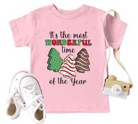 VVNTY Chemise de Noël pour Enfants - T-shirt Sapin de Noël pour Enfants à Manches Courtes - Tops 3-8 Ans, Rose 1, 7-8 ans