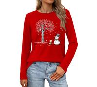 VVNTY T-shirt de Noël à manches longues pour femme - T-shirt de Noël amusant - Col rond - Manches longues, rouge1, S