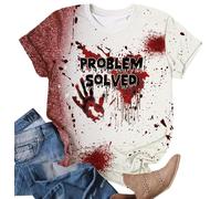 VVNTY T-shirt d'horreur d'Halloween pour femme avec inscription « I'm OK It's NOT My Blood », Blanc problématique 1, M