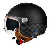 VVPEC Casque Moto Jet Bluetooth Casque Scooter Ouvert Casques Motocross avec Double Visière ECEDOT Homologué Casques Moto avec Microphone Intégré pour Hommes Adultes Femmes(6,XL=61~62cm)