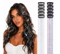 VVPENA Lot de 12 extensions de cheveux à paillettes, 50 cm, mèches de cheveux à paillettes, pour cheveux