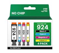 VVQV 924 Lot de 4 cartouches d'encre de rechange pour HP OfficeJet Pro 8120e OfficeJet Pro 8122e 8124e 8125e 8132e 8134e 8135e 8130e 8138e 8139e (No Chip, B/C/M/Y