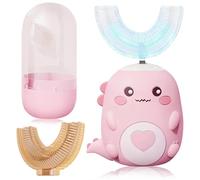 VVQWCY Brosse à dents électrique pour enfant avec 2 têtes de brosse en silicone en forme de U et gobelet anti-poussière, brosse à dents sonique, pour enfants de 2 à 6 ans