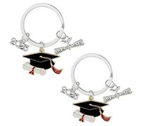 VVQWCY Lot de 2 porte-clés pour l'obtention du diplôme 2025 avec capuchon de bachelor, alliage métallique, cadeau de remise de diplôme pour amis, famille, camarades de classe, or, 2 Sätze