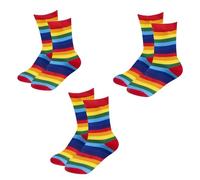 VVQWCY Lot de 3 paires de chaussettes Pride, chaussettes LGBT intéressantes, chaussettes en coton homosexuelles, unisexes, rayées arc-en-ciel