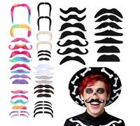VVQWCY Lot de 48 moustaches à coller - Fausse barbe - Pour Halloween, Noël, anniversaire