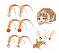 VVQWCY Lot de 6 balles rebondissantes pour chat - Jouet interactif à plumes - Haute élasticité - Jouet de divertissement avec plumes - Pour l'intérieur et l'extérieur