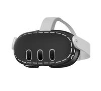 VVR Étui de Protection Silicone Noir/Gris pour Meta Quest 3 - Housse VR Antichoc Légère Haute Protection