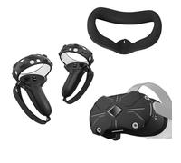 VVR Kit Protection 3-en-1 Silicone Noir pour Meta Quest 2 - Accessoire VR Complet Multifonction