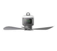 VVU&CCO Ventilateur de plafond d'extérieur sans fil avec télécommande, batterie de 12000 mAh, avec lumière, 4 vitesses, minuterie pour tente d'extérieur, terrasse, pavillon, véranda et camping-car