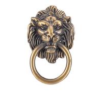VVW&LIU 1 pièce, poignée de porte vintage en laiton, tête de lion, deux dragons s'ébattant, poignée de porte en bois, poignée de