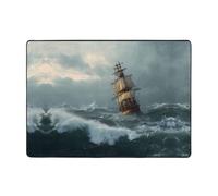 VVXBHGR A ship in the storm Prints Carpet Tapis doux, moelleux, absorbant l'eau, durable 203,2 x 147,3 cm