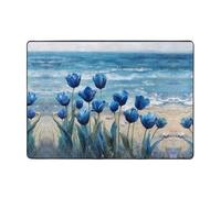VVXBHGR Blue Tulips by the Sea Prints Carpet Tapis doux, moelleux, absorbant l'eau, durable, pour salon, bureau, table basse, lit, balcon, 203,2 x 147,3 cm
