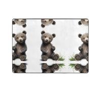 VVXBHGR Brown Bear Baby Prints Tapis doux, moelleux, absorbant l'eau, durable, pour salon, bureau, table basse, lit, balcon, 203,2 x 147,3 cm