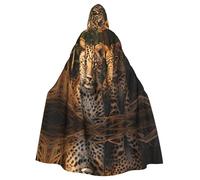 VVXBHGR Cape à capuche d'Halloween pour adulte avec imprimé deux frères léopards, confortable et douce avec grand bord, adaptée pour les soirées dansantes et les rassemblements