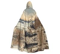 VVXBHGR Cape à capuche d'Halloween pour adulte - Imprimé le long de la côte - Confortable et doux avec un large bord adapté pour les fêtes de danse et les rassemblements