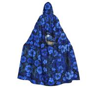 VVXBHGR Cape à capuche d'Halloween pour adulte. Le petit oiseau dans la fleur bleue imprime confortable et douce avec un grand bord adaptée pour les soirées dansantes et les rassemblements