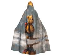 VVXBHGR Cape à capuche d'Halloween pour adulte Le petit ours voyageant autour du monde Imprimé confortable et doux avec un grand bord adapté pour les fêtes de danse et les rassemblements