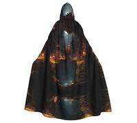 VVXBHGR Cape à capuche d'Halloween pour adulte Petit monde dans la grotte Imprimé confortable et doux avec grand bord adapté pour les soirées dansantes et les rassemblements