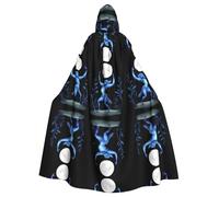 VVXBHGR Cape à capuche d'Halloween pour adulte « The Devil Steals The Moon Prints » confortable et douce avec un grand bord adaptée pour les fêtes de danse et les rassemblements